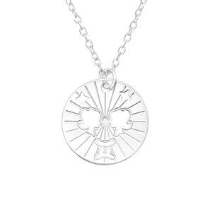 Sterling Silver Gemini Necklace Minimalist Zodiac Pendant